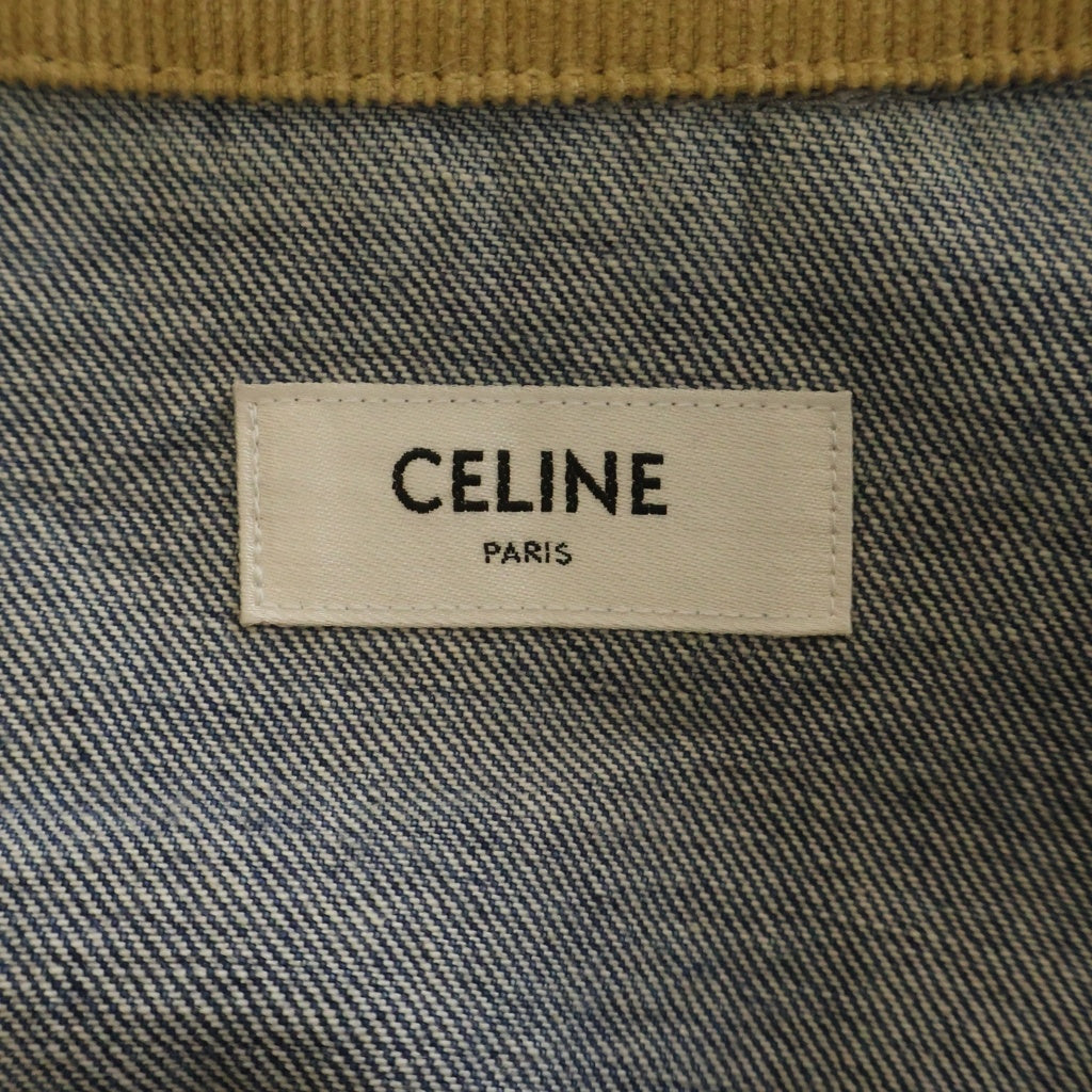 CELINE(セリーヌ) TRUCKER JACKET バックロゴ トリオンフボタン 襟コーデュロイ デニムジャケット インディゴ