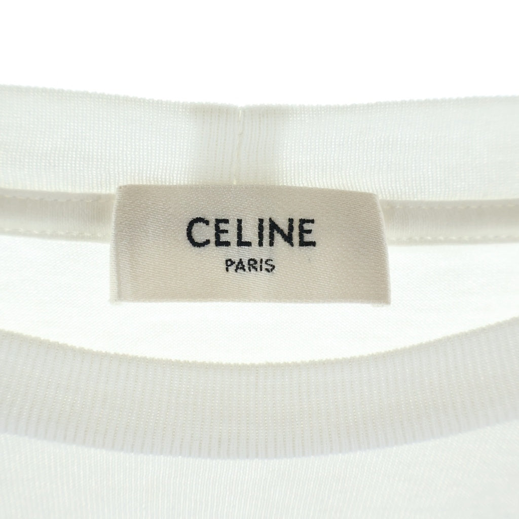 CELINE(セリーヌ) フロントNEロゴ クルーネック クロップド半袖カットソーTシャツ ホワイト レディース 2X761671Q.01EA
