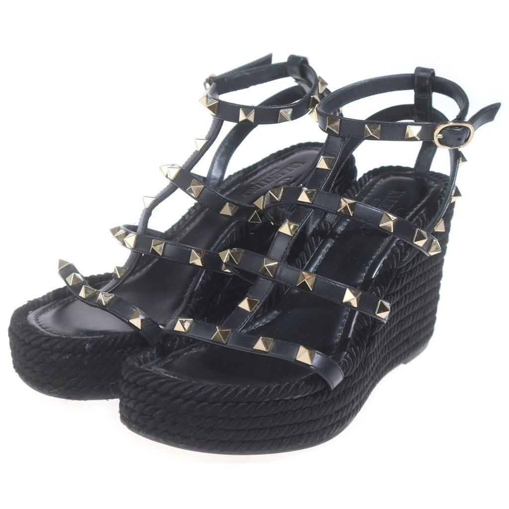 VALENTINO(ヴァレンティノ) ロックスタッズ ウェッジソールサンダル ブラック レディース