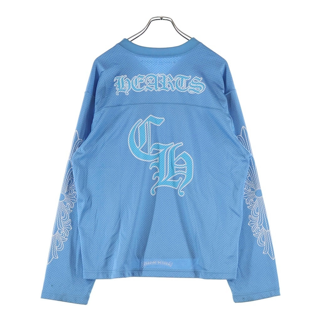 CHROME HEARTS(クロムハーツ) MESH WARM UP JERSEY メッシュ バーシティー ジャージー CHプリントメッシュ 長袖Tシャツカットソー ブルー