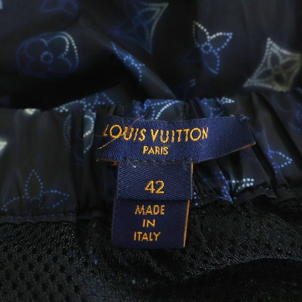 LOUIS VUITTON(ルイヴィトン) モノグラム ステンシルエフェクト ジョギングパンツ ナイロンパンツ ブラック/ブルー RW221W J56 FMPA55