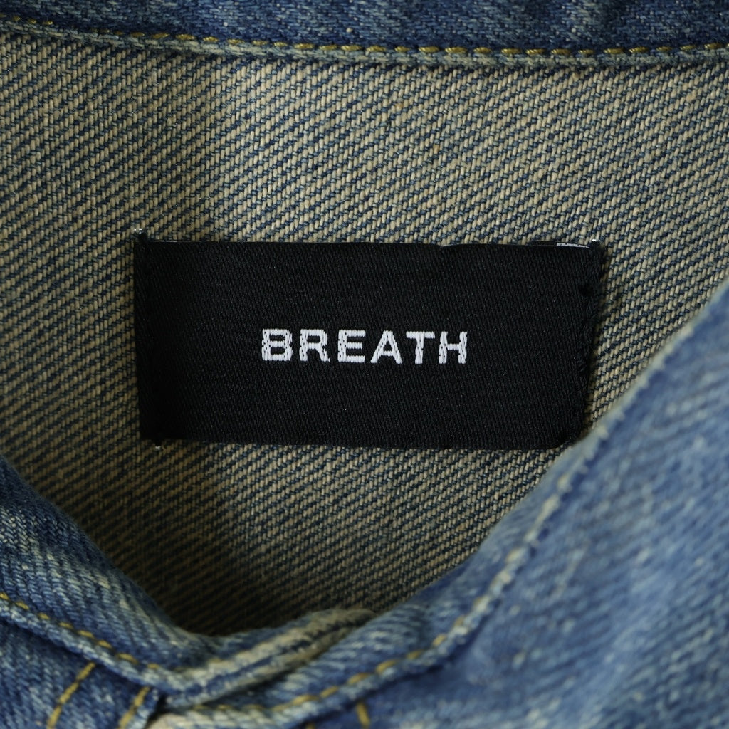 BREATH(ブレス) スタッズ装飾 デニム半袖シャツ インディゴ BR25SS-S2005
