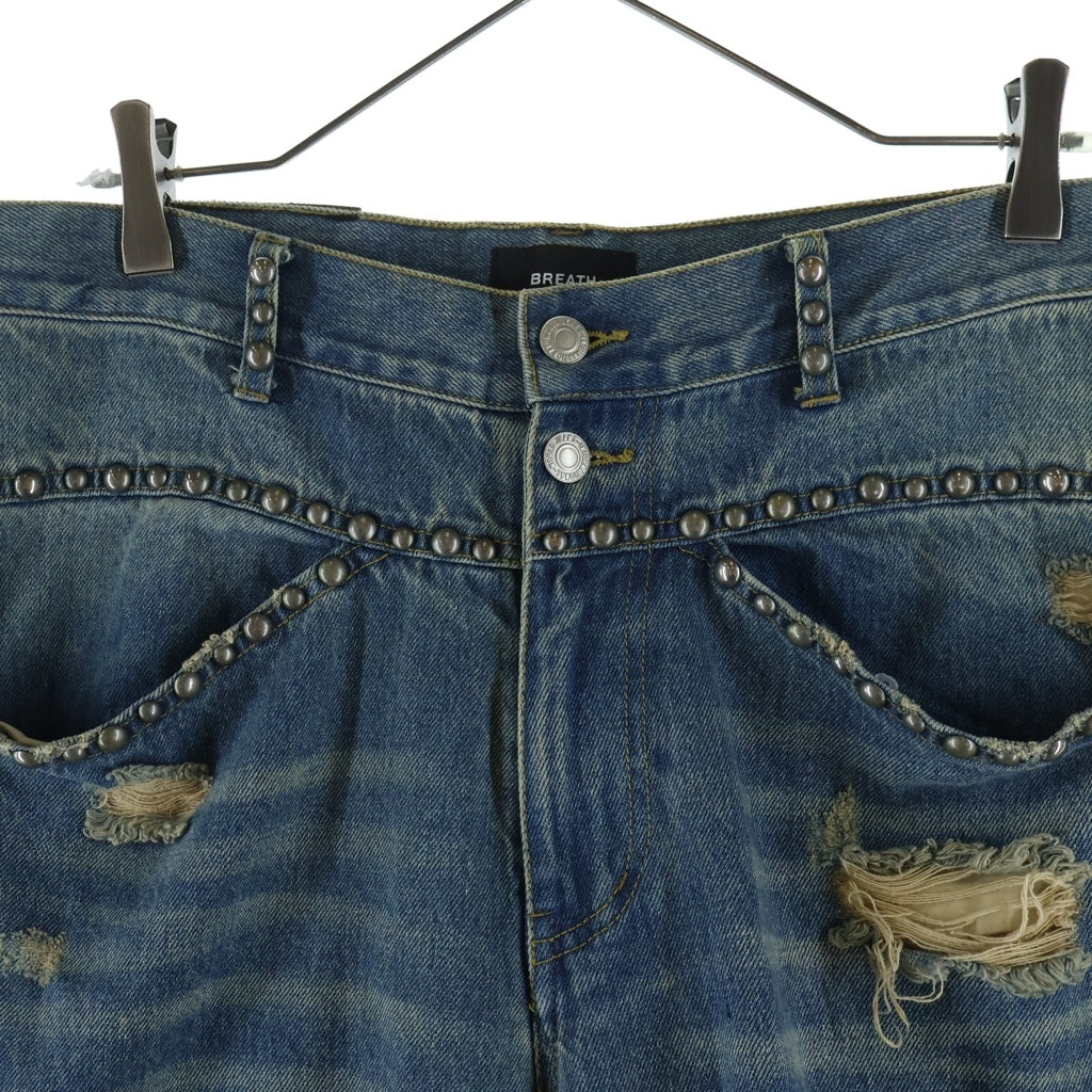 BREATH(ブレス) スタッズ装飾 ダメージ加工 デニムパンツ インディゴ BR25SS-P1012