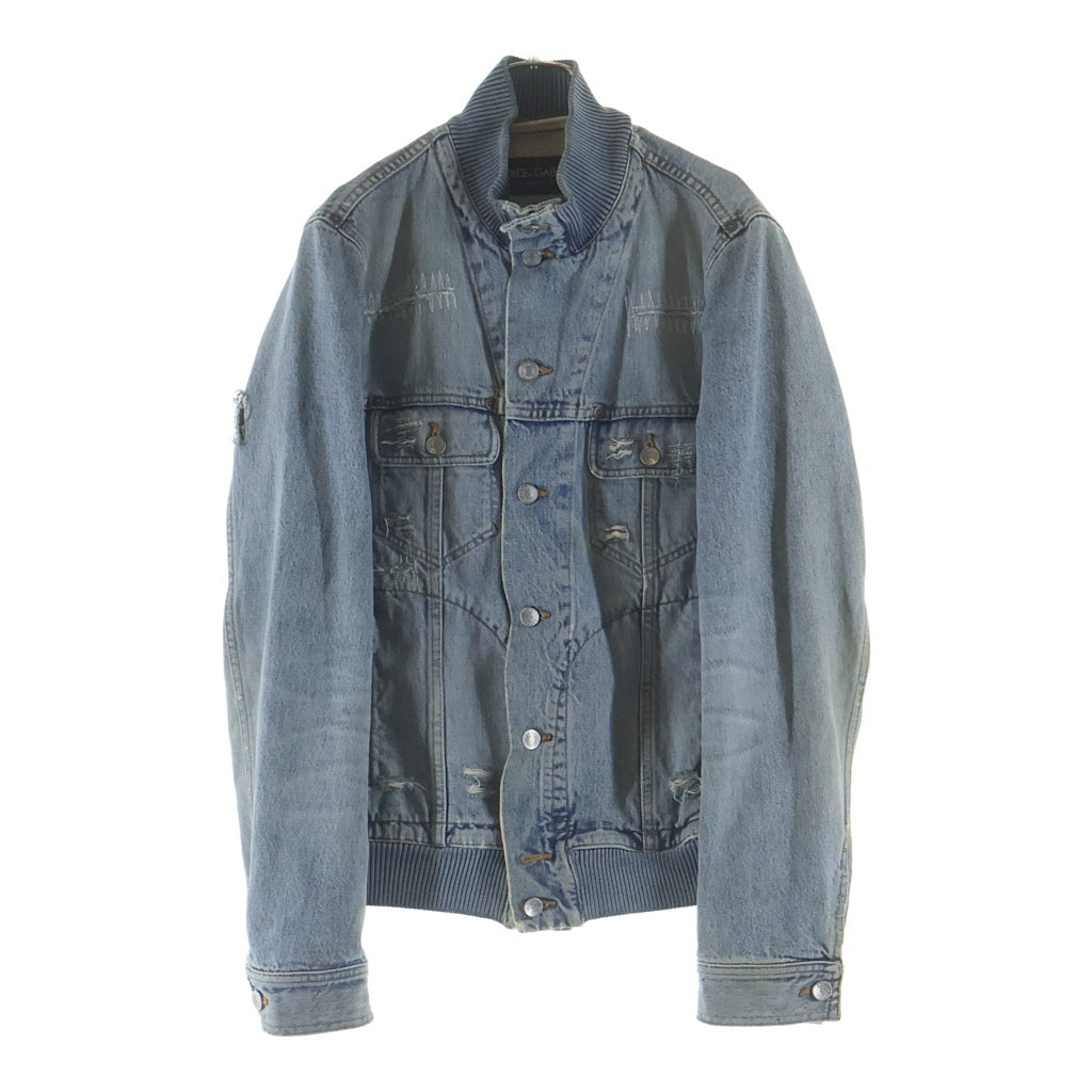 DOLCE & GABBANA(ドルチェアンドガッバーナ) デニム ジャケット リペア加工 ダメージ ブルゾン ライトブルー SDS04 8510