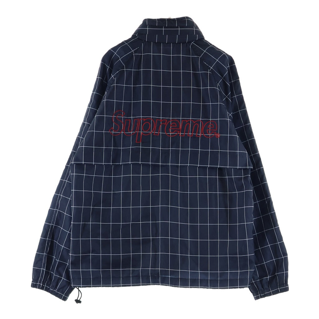 SUPREME(シュプリーム) 15AW Windbreaker Warm Up jacket チェック柄ジップアップ ナイロンジャケット ネイビー