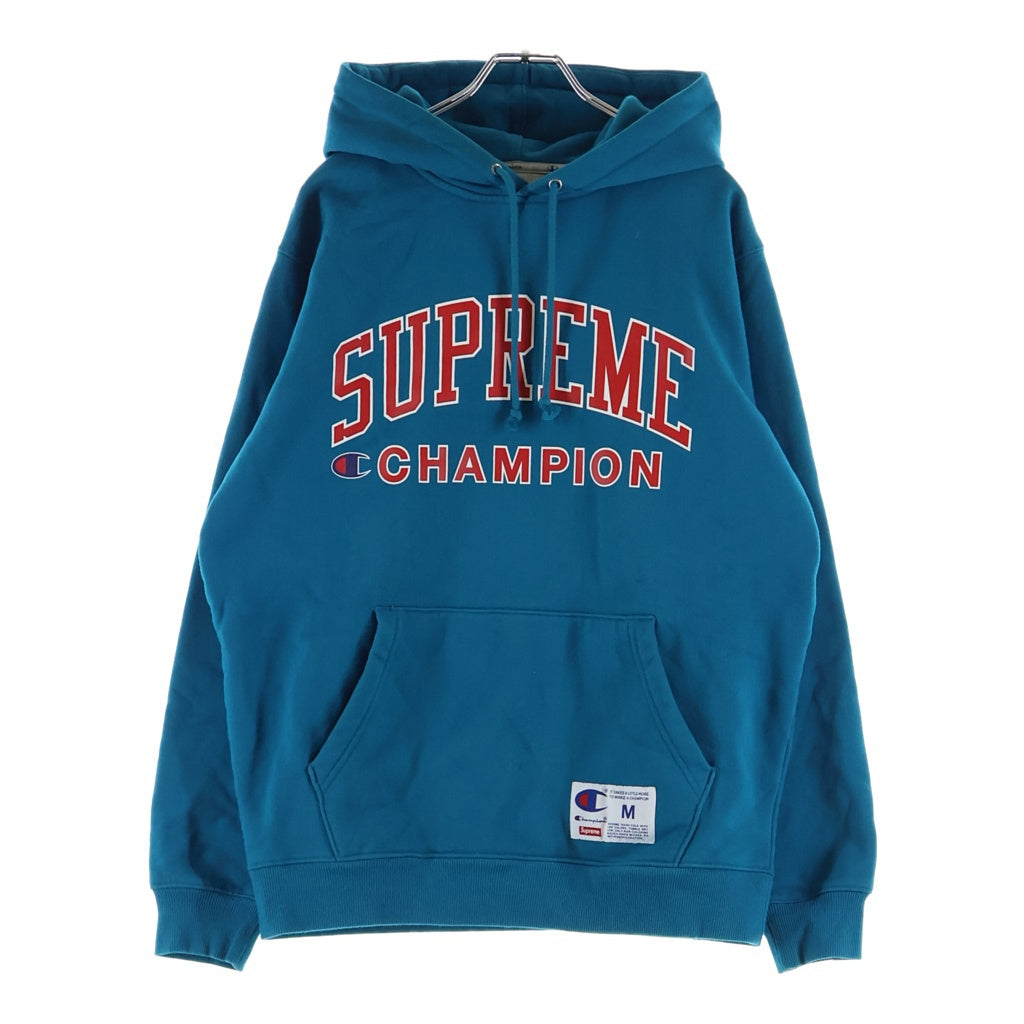 SUPREME(シュプリーム) 17SS ×Champion Hooded Sweatshirt チャンピオン フロントロゴプルオーバースウェットパーカー ターコイズ