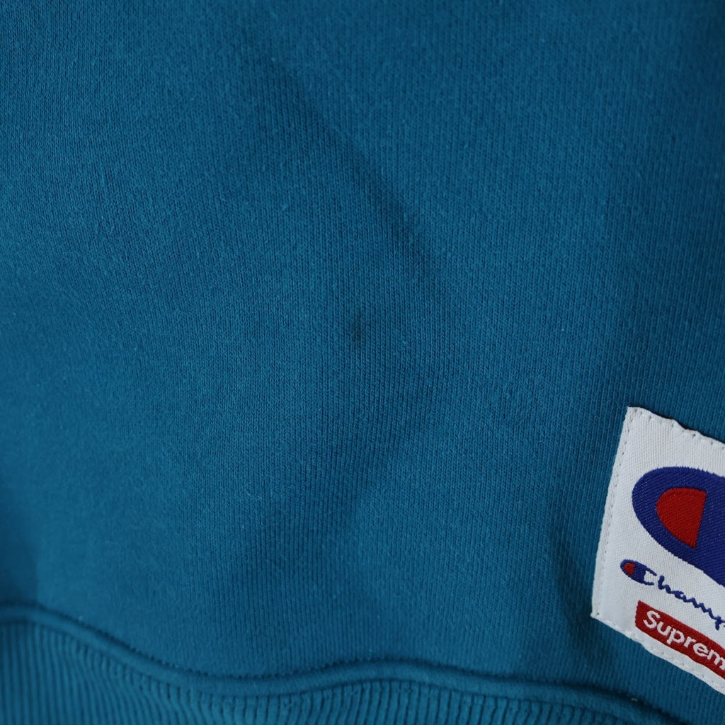 SUPREME(シュプリーム) 17SS ×Champion Hooded Sweatshirt チャンピオン フロントロゴプルオーバースウェットパーカー ターコイズ