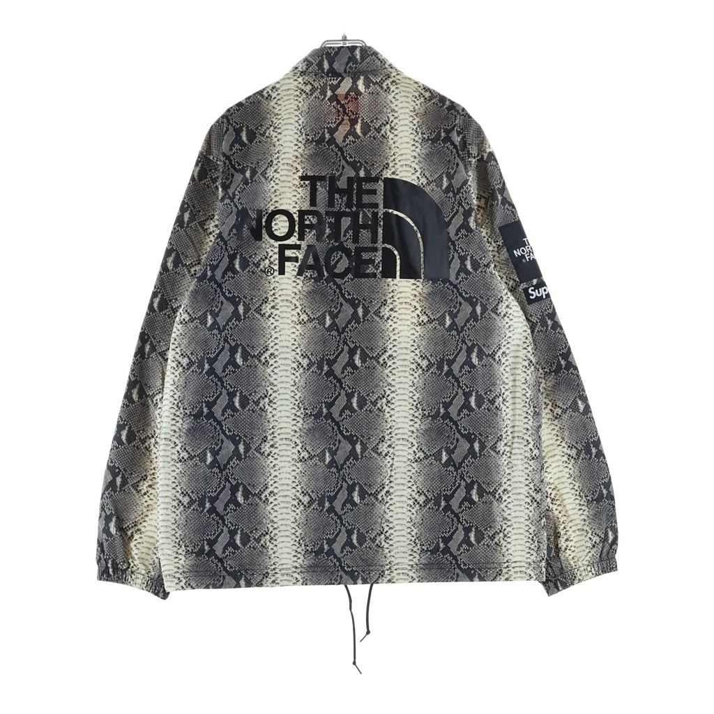 SUPREME(シュプリーム) 18SS ×THE NORTHFACE Sneakskin Taped Seam Coaches Jacket パイソン柄 ボタンアップ コーチジャケット ブラック/ホワイト NP118031