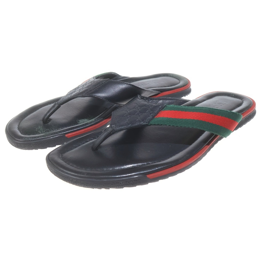 GUCCI(グッチ) グッチシマ シェリー ウェブラインフラット レザーサンダル シューズ ブラック
