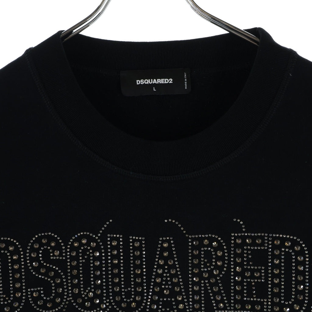 DSQUARED2(ディースクエアード) ラインストーン装飾 クルーネックスウェット トレーナー ブラック