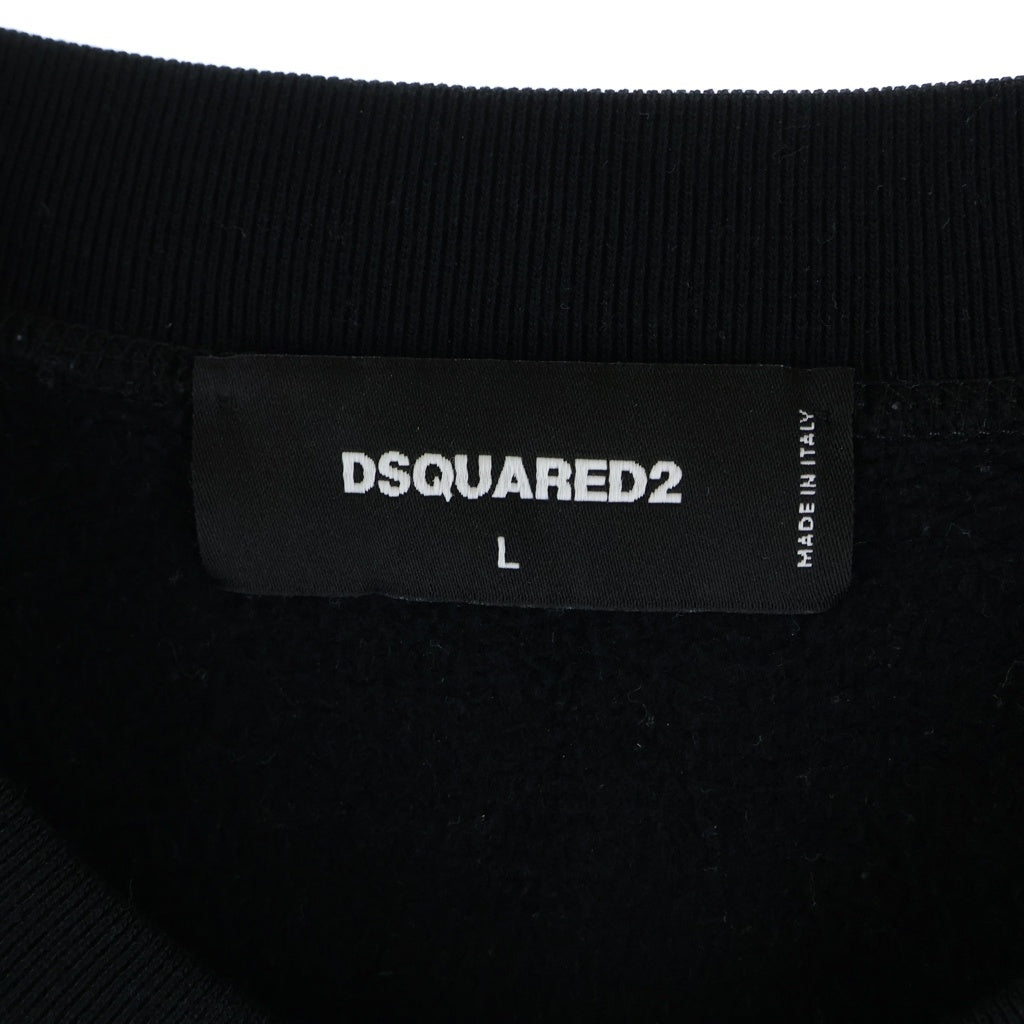 DSQUARED2(ディースクエアード) ラインストーン装飾 クルーネックスウェット トレーナー ブラック