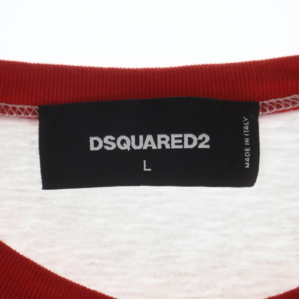 DSQUARED2(ディースクエアード) グラフィック半袖Tシャツ カットソー ホワイト/レッド