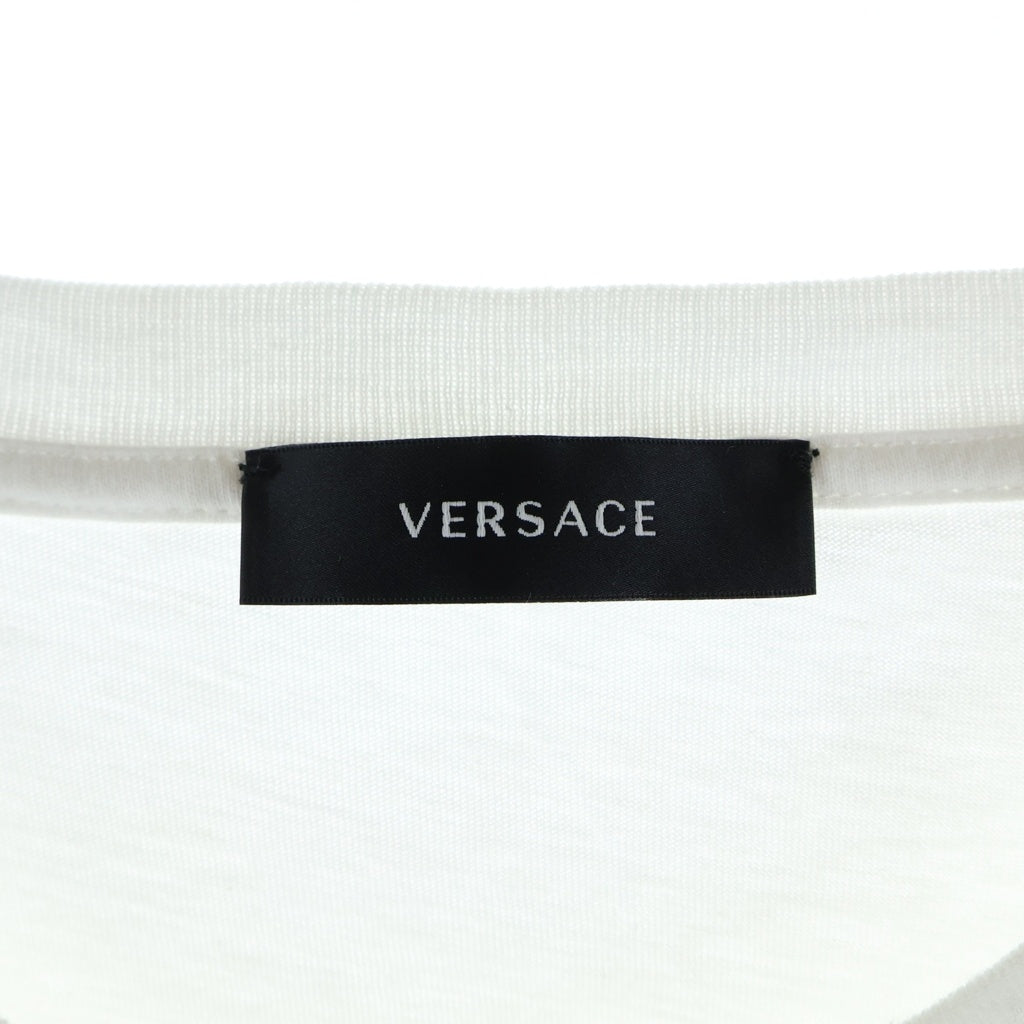 VERSACE(ヴェルサーチ) フロントロゴ刺繍半袖Tシャツ カットソー ホワイト
