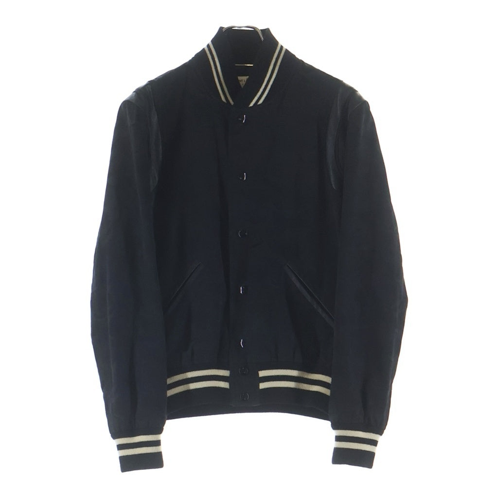 SAINT LAURENT PARIS(サンローランパリ) レザー 切替 ジャガード カモ スタジャン テディジャケット ブラック 354718 Y008P