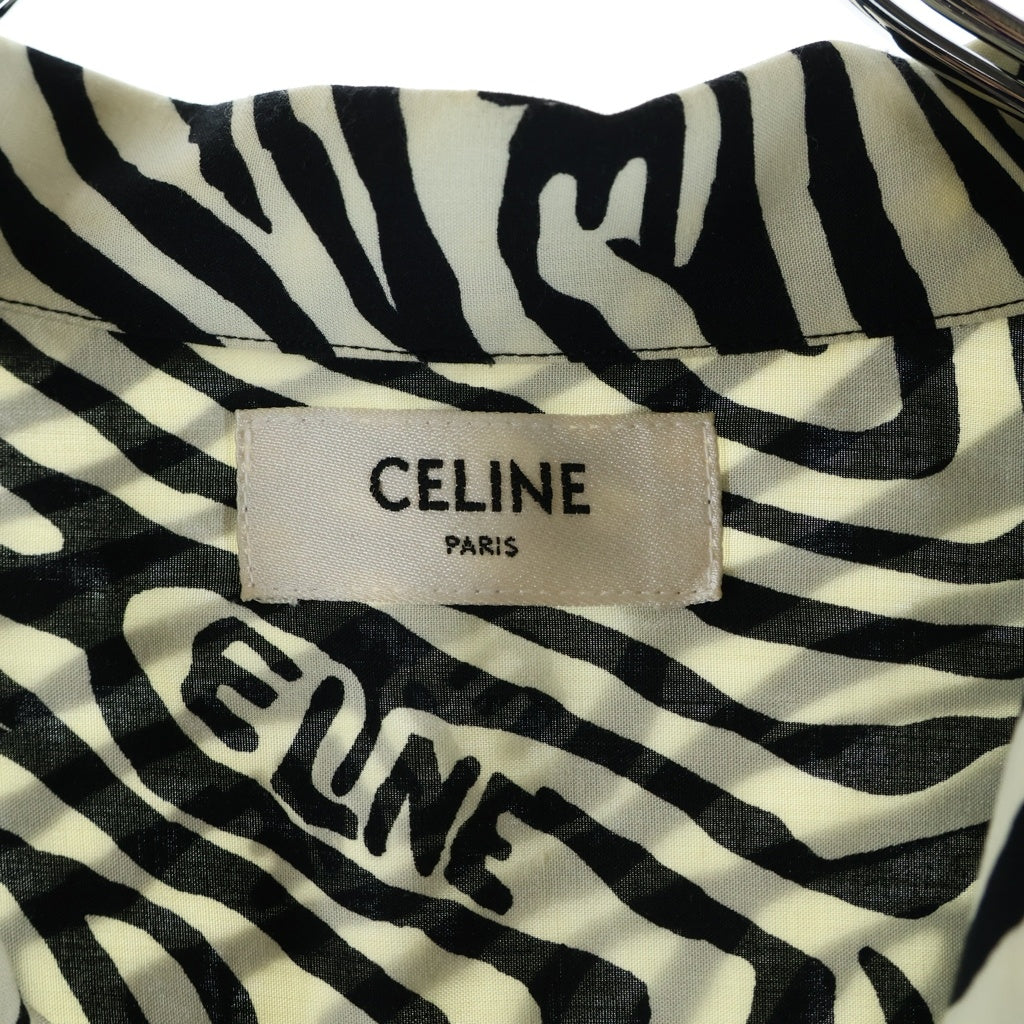 CELINE(セリーヌ) ゼブラ総柄ヴィスコース半袖シャツ ブラック/ホワイト 2C517235S