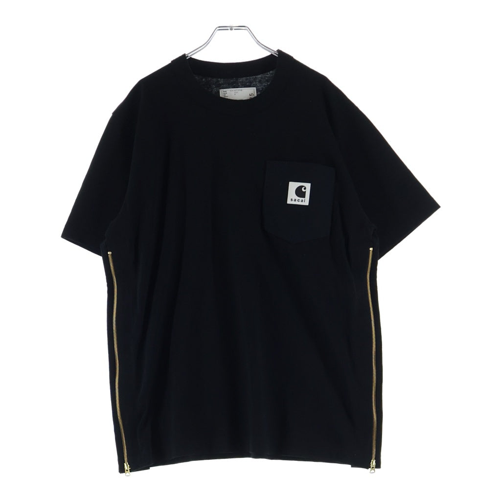 Sacai(サカイ) ×CarHartt サイドジップ半袖Tシャツ カットソー ブラック 24-0725S