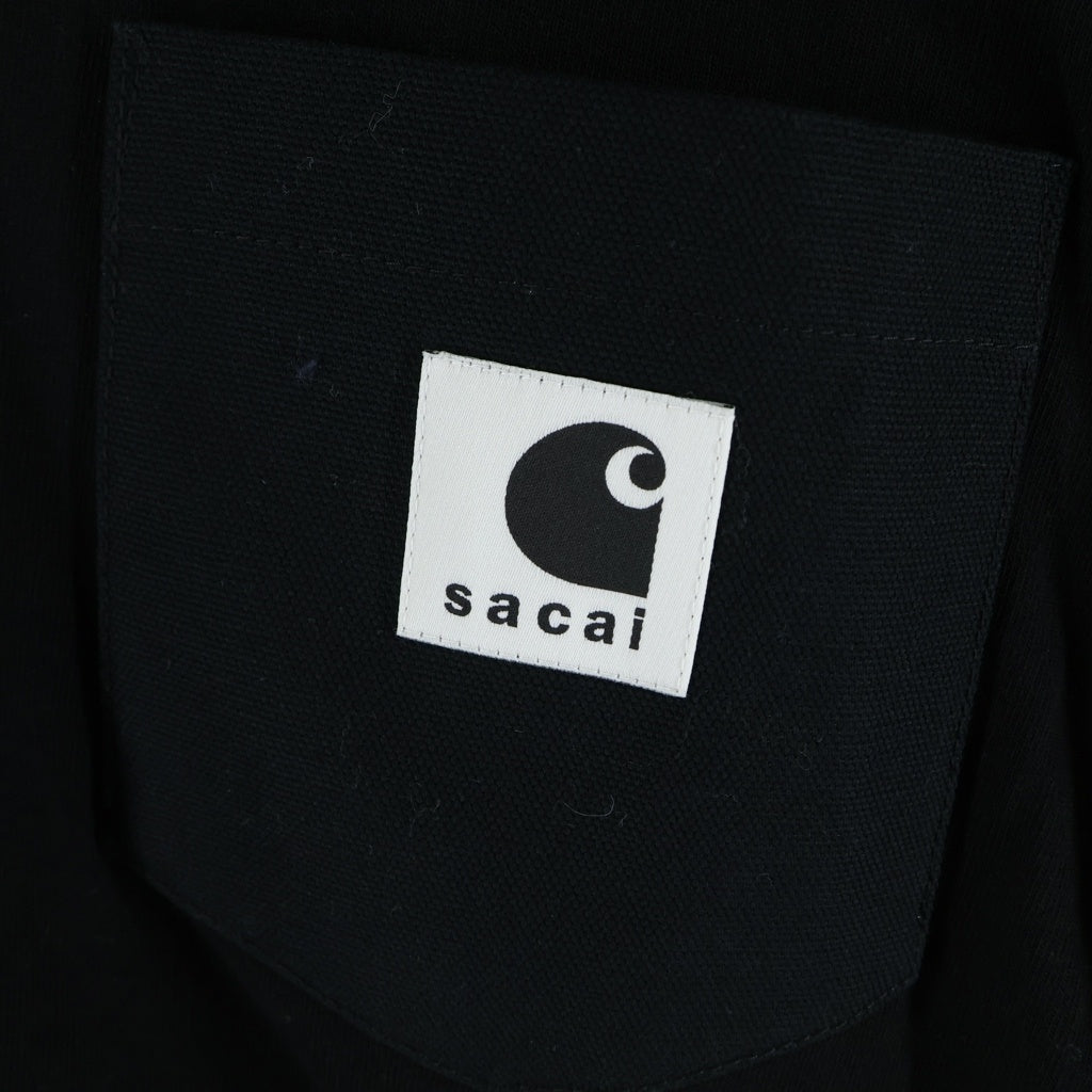 Sacai(サカイ) ×CarHartt サイドジップ半袖Tシャツ カットソー ブラック 24-0725S