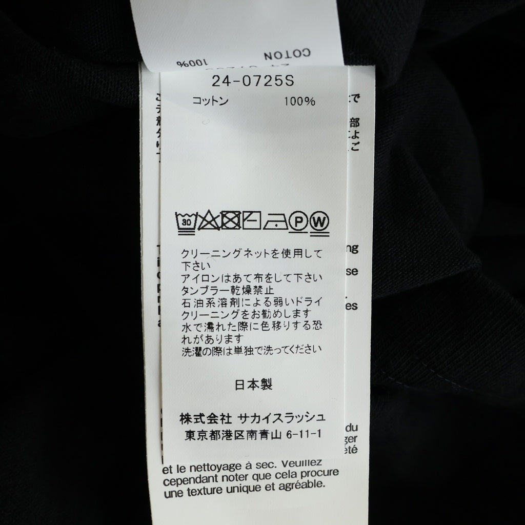Sacai(サカイ) ×CarHartt サイドジップ半袖Tシャツ カットソー ブラック 24-0725S