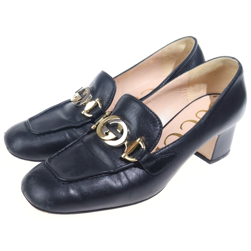 GUCCI(グッチ) インターロッキングG ズゥミ ミッドヒール ローファー ブラック 36 575832 レディース