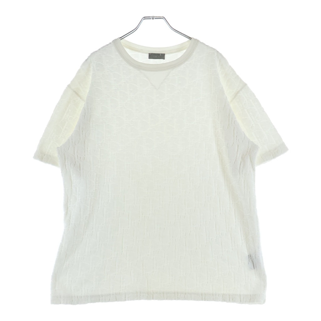 DIOR(ディオール) オブリーク総柄 パイルジャガード 半袖Tシャツ カットソー ホワイト 113J692A0614