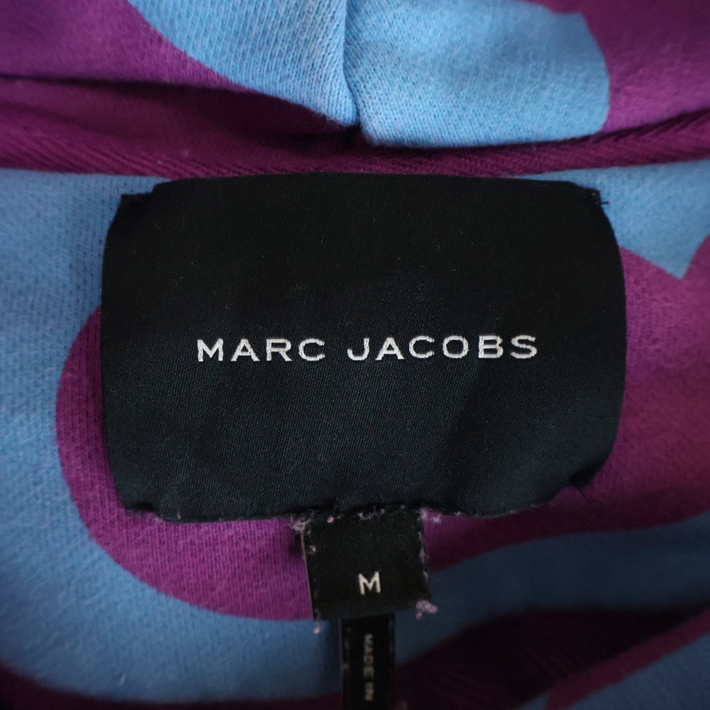 MARC JACOBS(マークジェイコブス) 総柄プルオーバーパーカー ボーダーフーディー ブルー/パープル