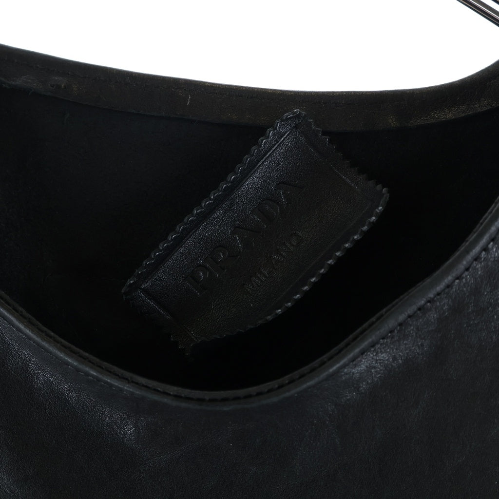 PRADA(プラダ) 23SS ベルデットプルオーバーベスト レザー半袖Tシャツ ブラック