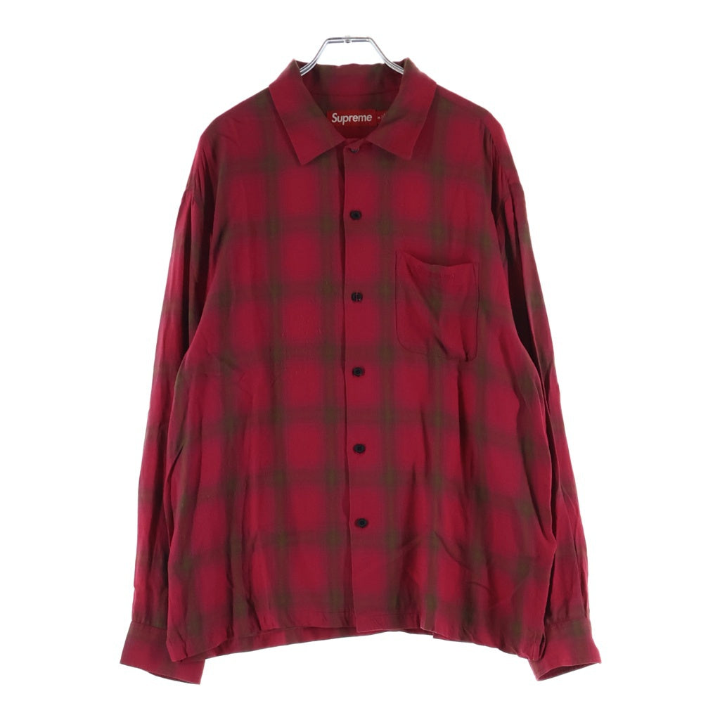 SUPREME(シュプリーム) 26SS Shadow Plaid Rayon Shirt レーヨンチェック長袖シャツ レッド
