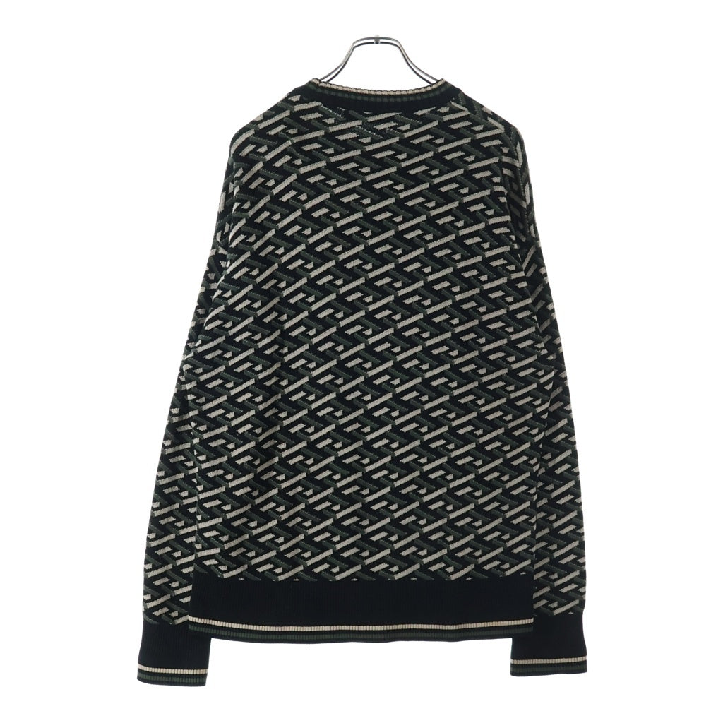 VERSACE(ヴェルサーチ) GRAPHIC COTTON KNIT PULLOVER 1002347 1A01605 グラフィックコットンニットプルオーバー 総柄コットン 長袖セーター マルチカラー