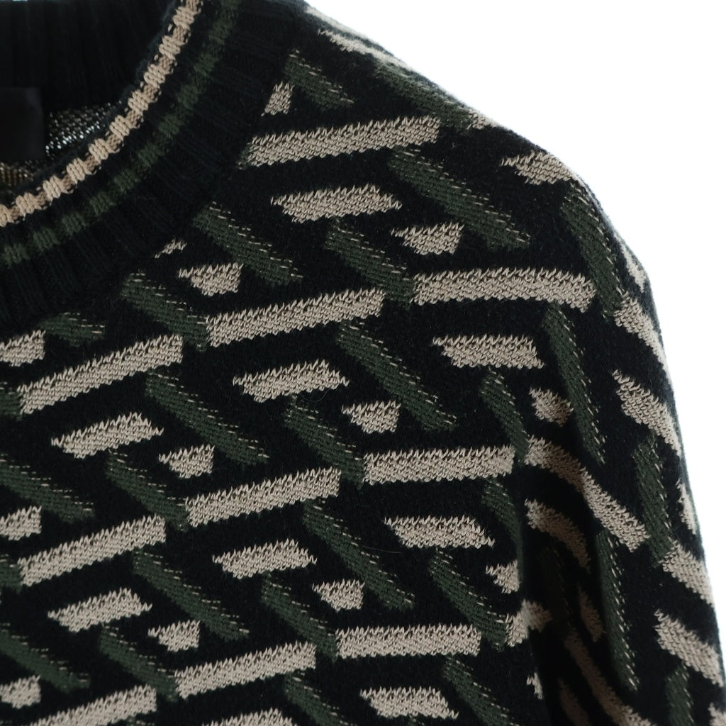 VERSACE(ヴェルサーチ) GRAPHIC COTTON KNIT PULLOVER 1002347 1A01605 グラフィックコットンニットプルオーバー 総柄コットン 長袖セーター マルチカラー