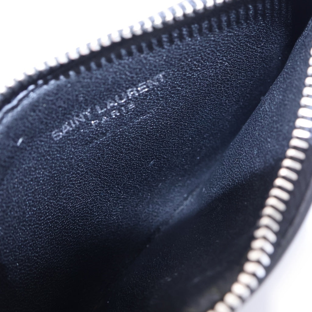 SAINT LAURENT PARIS(サンローランパリ) スカルパイナップル総柄 レザーカードケース ブラック 458593