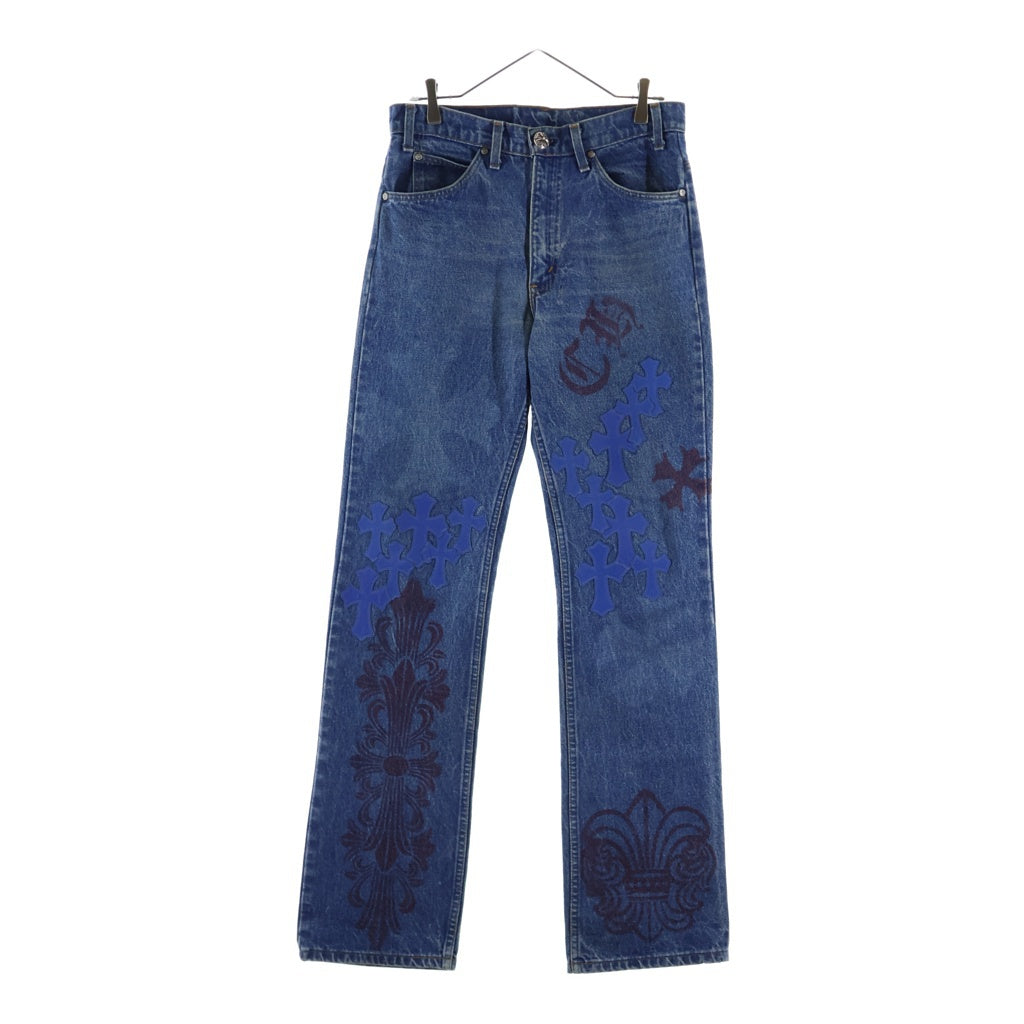 CHROME HEARTS(クロムハーツ) ×LEVI'S STENCIL DENIM 517 ステンシル ペイントデザインクロスパッチ付きデニムパンツ インディゴ