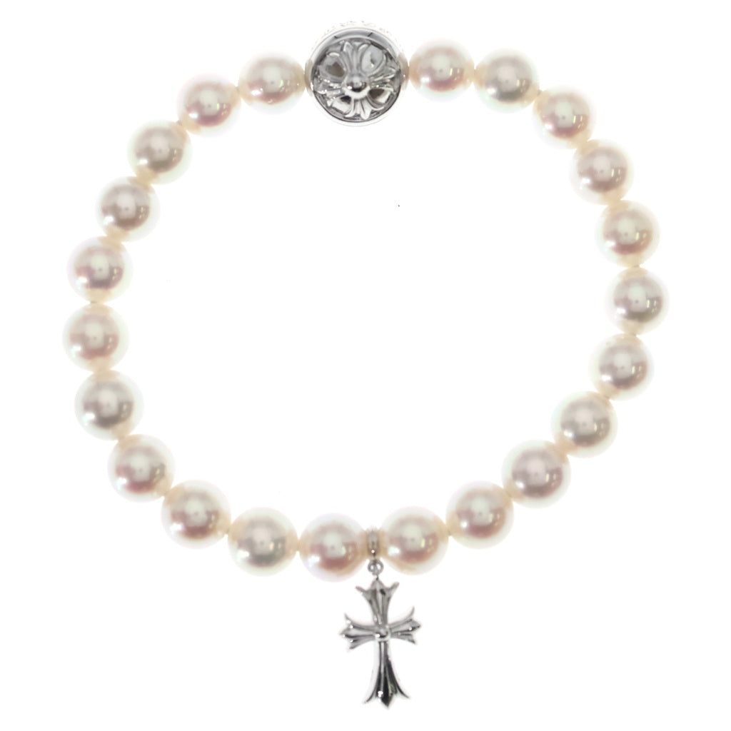 CHROME HEARTS(クロムハーツ) ×MIKIMOTO PEARL BABY FAT CHARM ミキモト パール ベイビーファット チャーム クロスボール ビーズ ブレスレット K18WG ホワイトゴールド