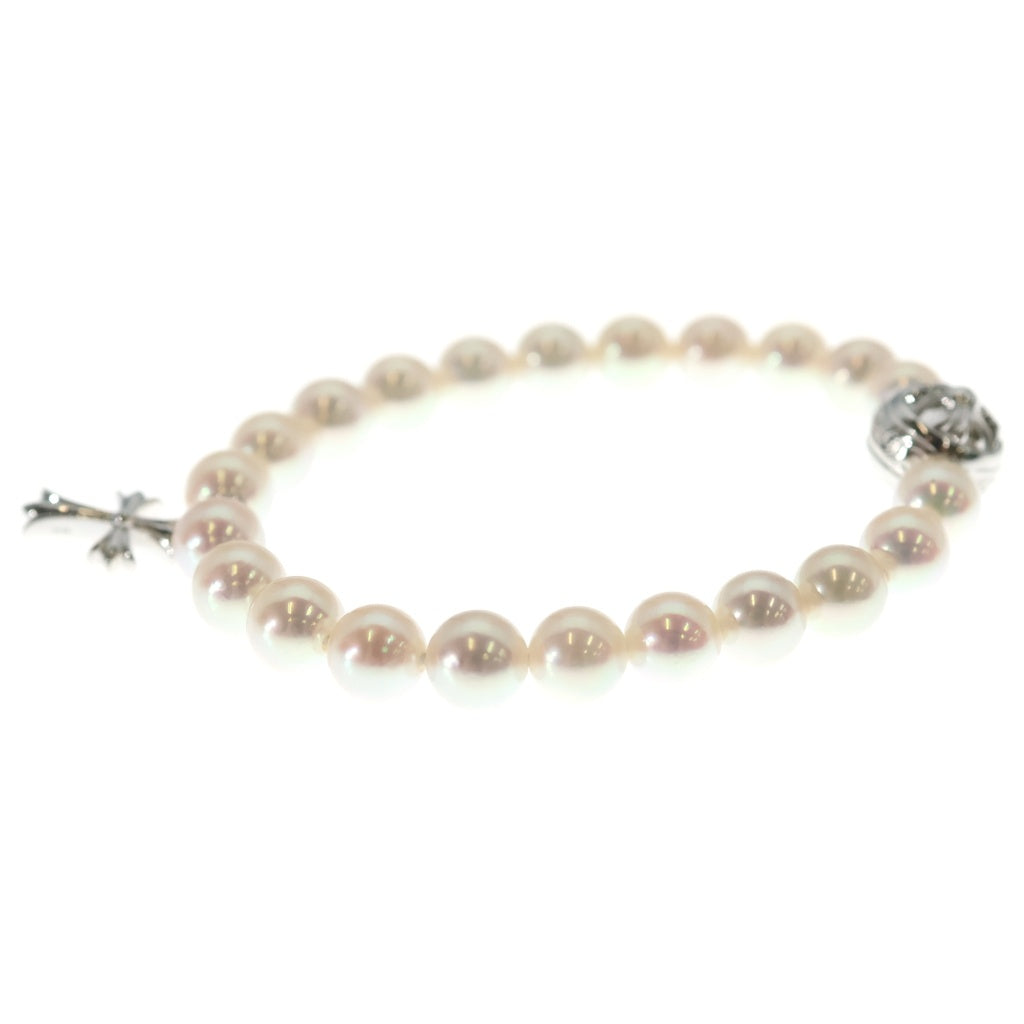 CHROME HEARTS(クロムハーツ) ×MIKIMOTO PEARL BABY FAT CHARM ミキモト パール ベイビーファット チャーム クロスボール ビーズ ブレスレット K18WG ホワイトゴールド