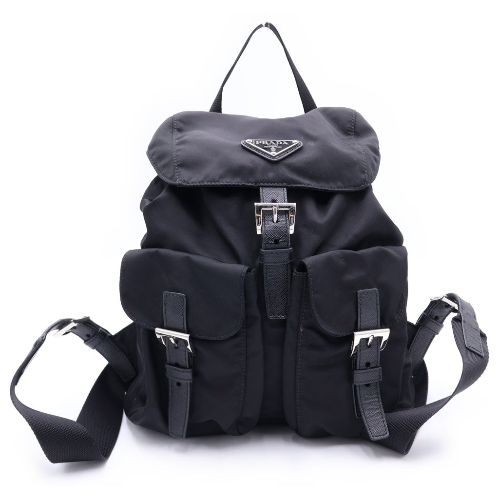 PRADA(プラダ) ロゴプレート ナイロンバックパック ブラック 1BZ677 レディース