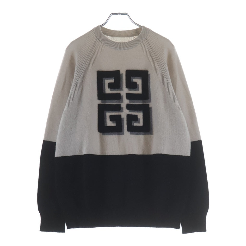 GIVENCHY(ジバンシィ) 23AW フロントロゴ カシミヤニット セーター ホワイト/ブラック BW908N4Z8W レディース