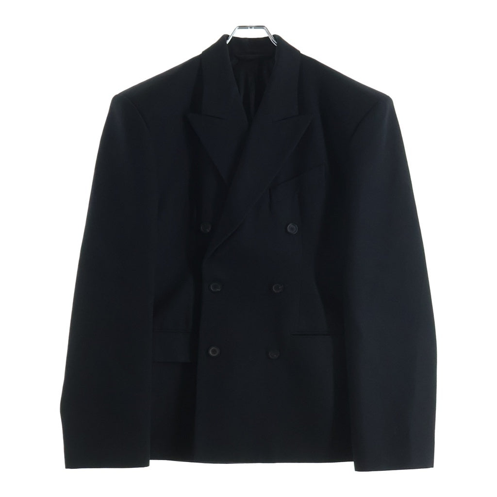 BALENCIAGA(バレンシアガ) ROUND SHOULDER WAISTED HOURGLASS JACKET ラウンドショルダー ウエスト シングルブレスジャケット ブラック 704450 TLT17