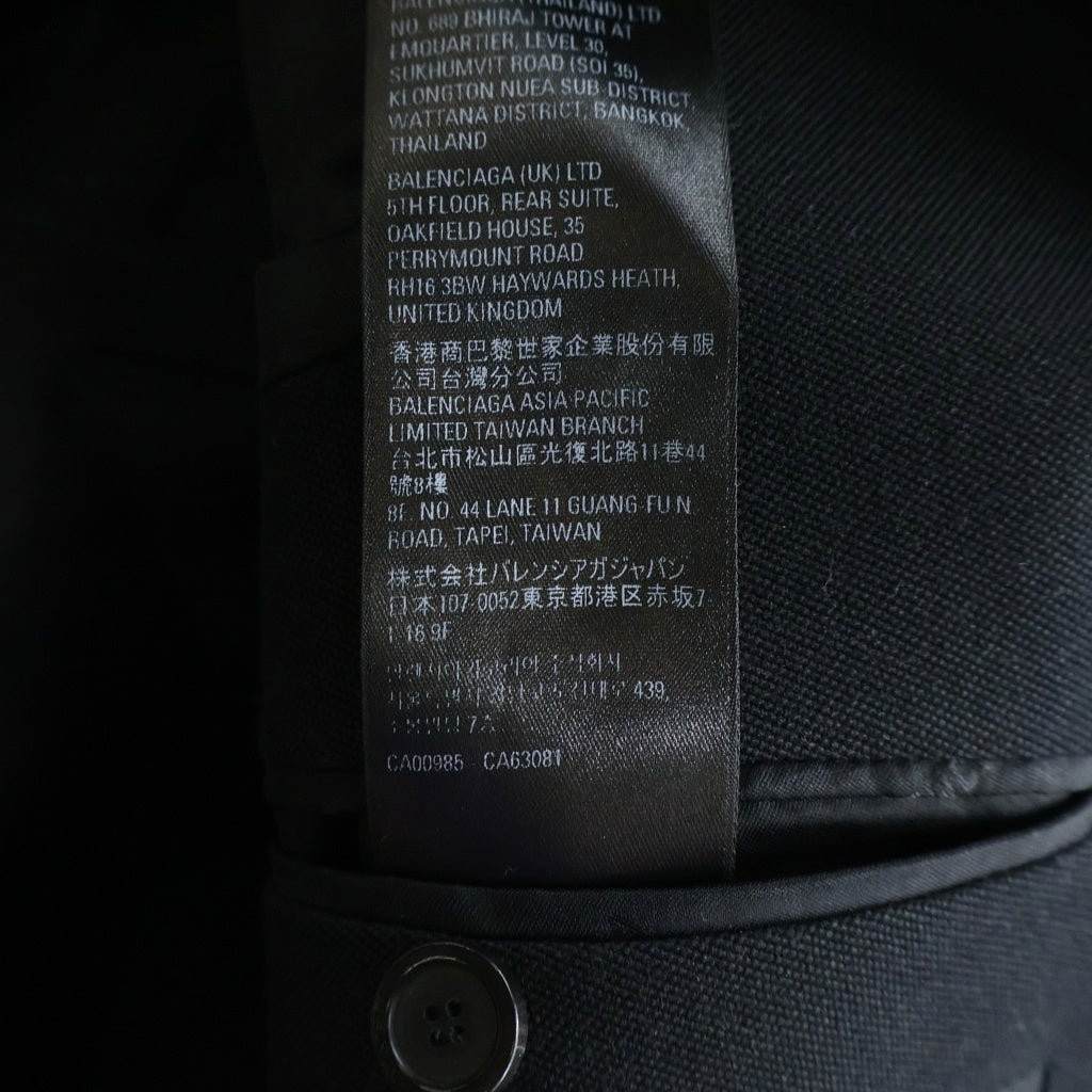 BALENCIAGA(バレンシアガ) ROUND SHOULDER WAISTED HOURGLASS JACKET ラウンドショルダー ウエスト シングルブレスジャケット ブラック 704450 TLT17