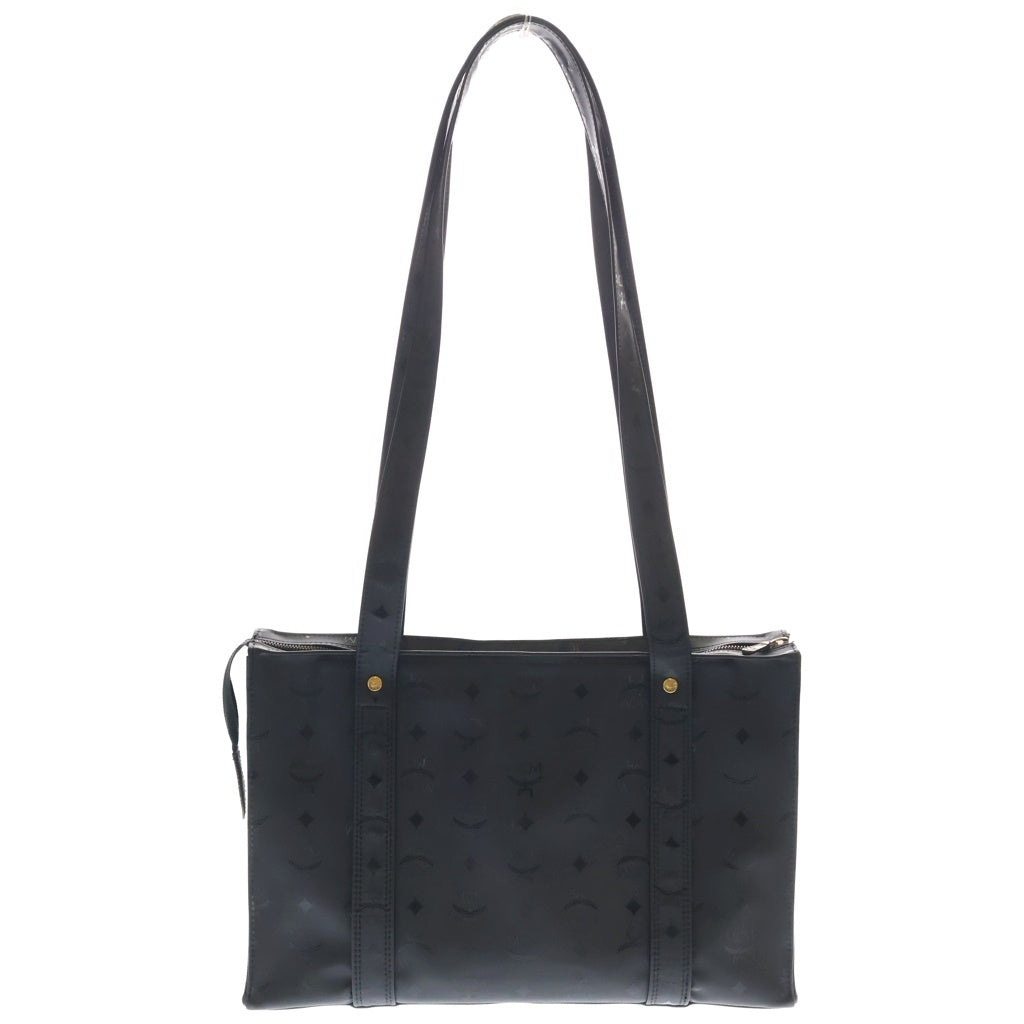 MCM(エム シー エム) ロゴ総柄 ナイロンショルダーバック ブラック ゴールド金具 レディース