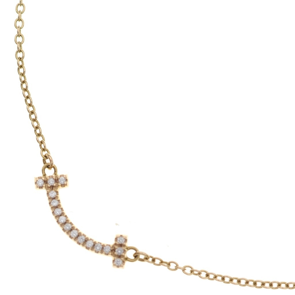 TIFFANY & Co.(ティファニー) Tスマイル ミニ ダイヤ ネックレス Au750PG 2.2g レディース