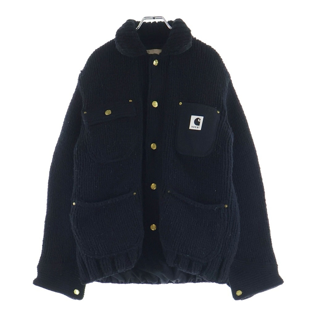 Sacai(サカイ) ×CARHARTT WIP CANVAS × MA-1 JACKET カーハート ボタンアップMA-1ジャケット ブラック 23-03111M