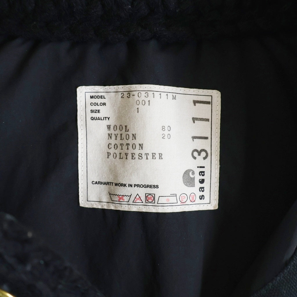 Sacai(サカイ) ×CARHARTT WIP CANVAS × MA-1 JACKET カーハート ボタンアップMA-1ジャケット ブラック 23-03111M