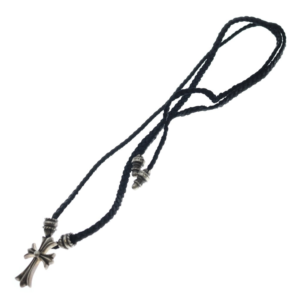CHROME HEARTS(クロムハーツ) CH CRS SML CL スモールCHクロス クリンプト レザーブレイド ネックレス シルバー/ブラック BCA217