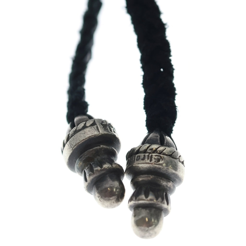CHROME HEARTS(クロムハーツ) CH CRS SML CL スモールCHクロス クリンプト レザーブレイド ネックレス シルバー/ブラック BCA217