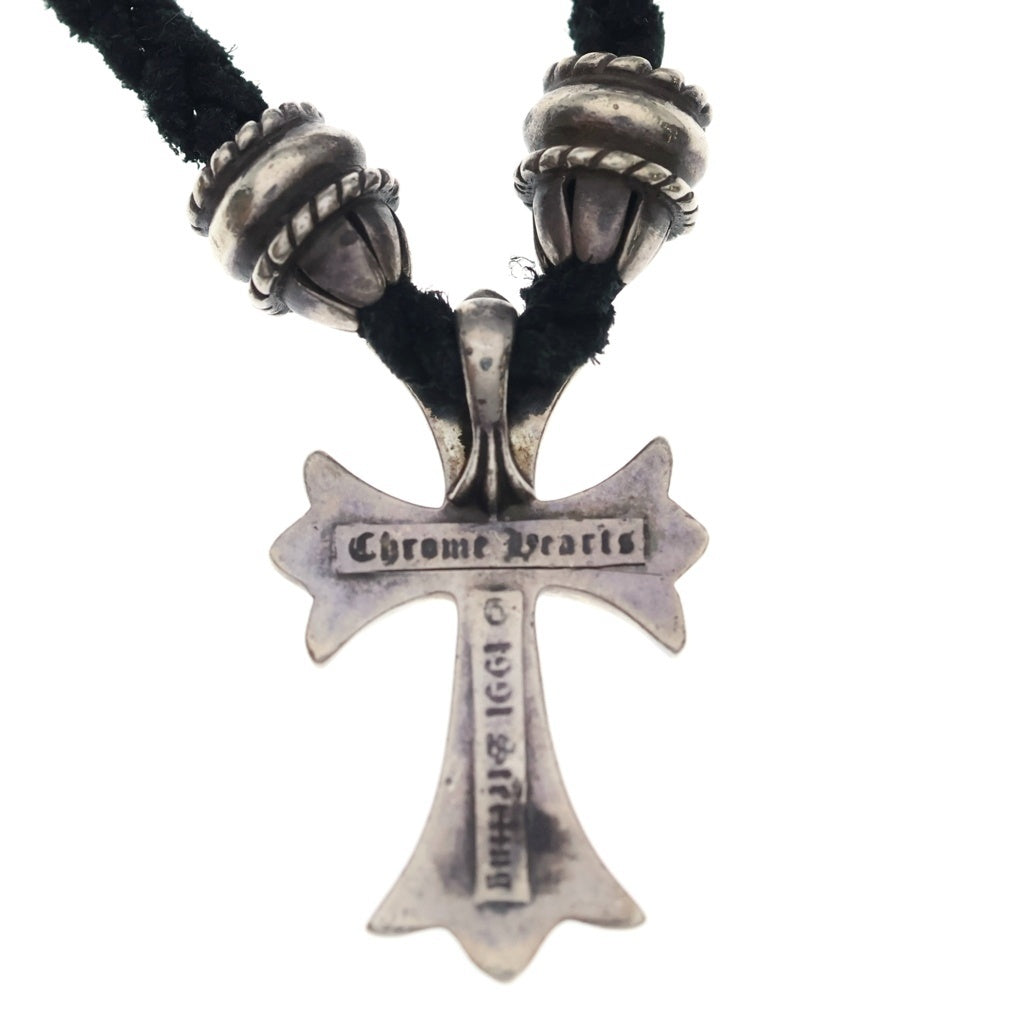 CHROME HEARTS(クロムハーツ) CH CRS SML CL スモールCHクロス クリンプト レザーブレイド ネックレス シルバー/ブラック BCA217
