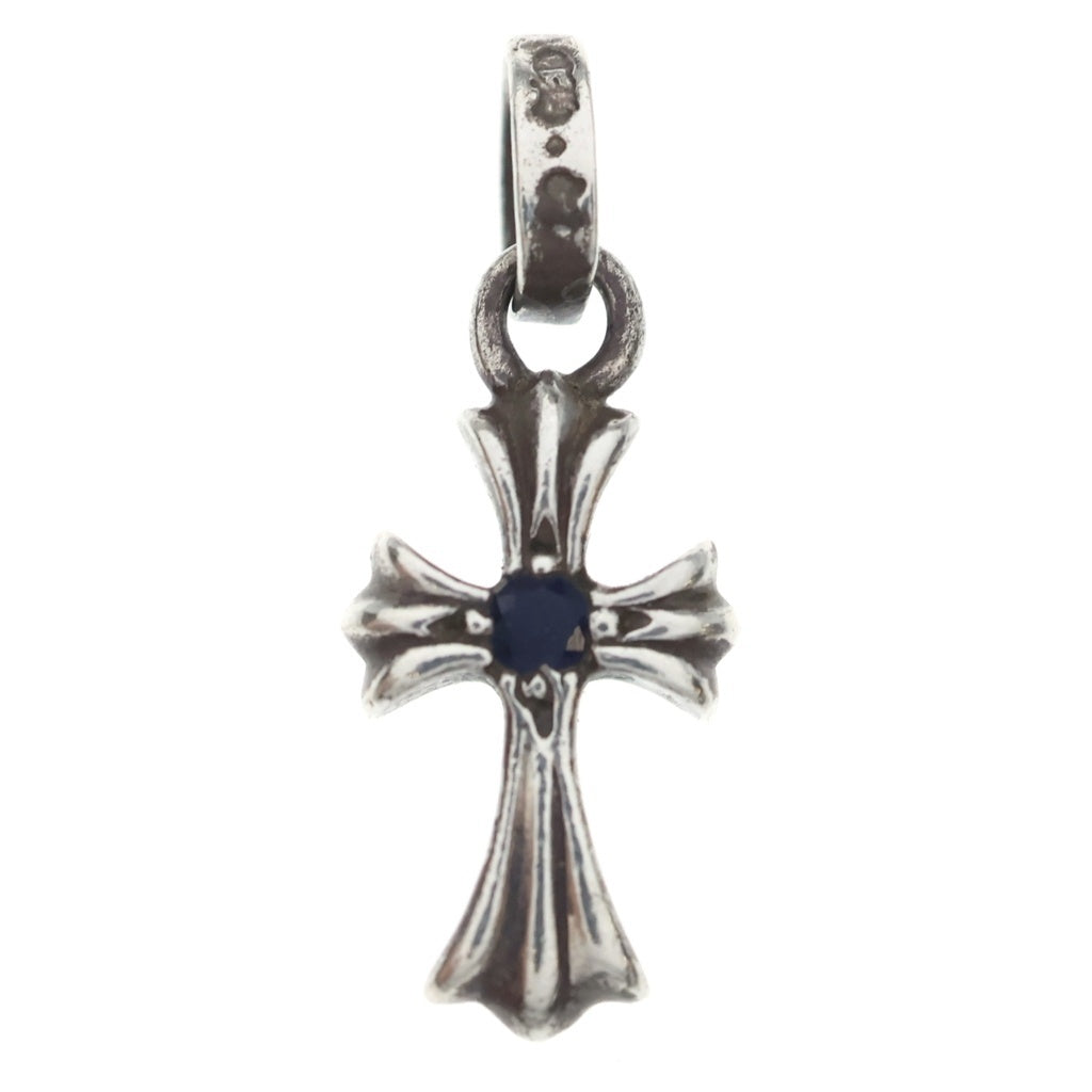 CHROME HEARTS(クロムハーツ) CRS BBYFAT P SAP ベイビーファットクロス 両面1サファイア ペンダントトップ シルバー