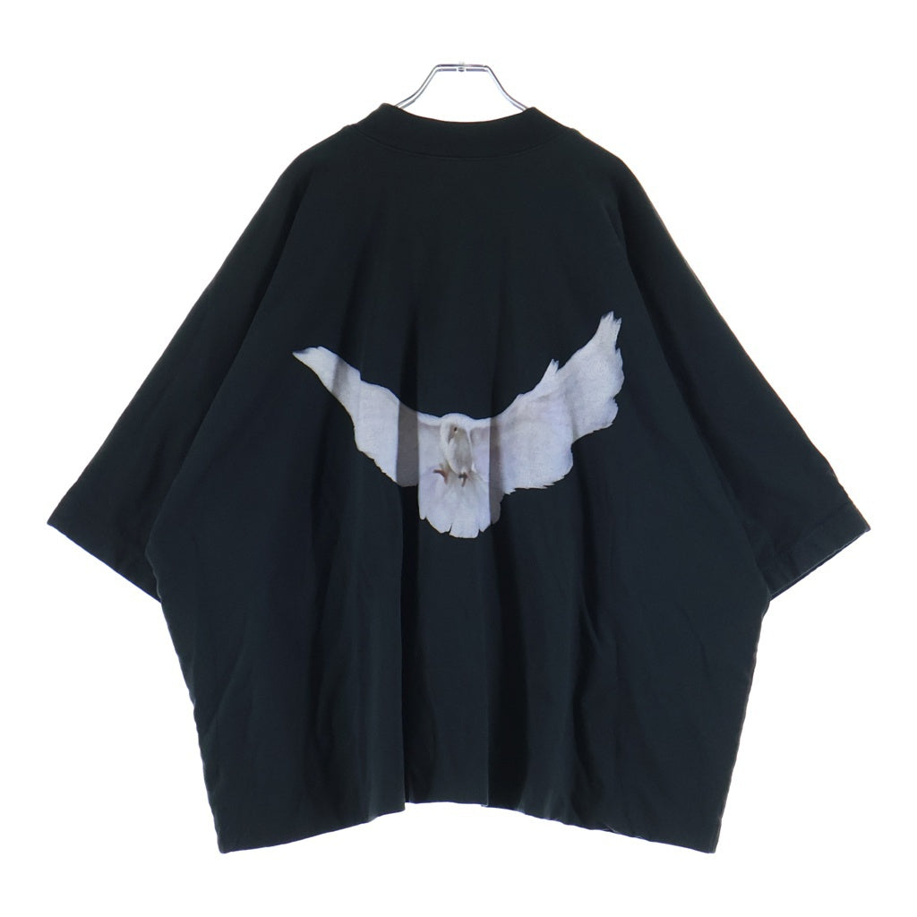 Yeezy Gap Engineered by Balenciaga(イージー ギャップ エンジニアードバイ バレンシアガ) CROP DOVE NO SEAM TEE ドーヴプリント オーバーサイズクロップド半袖Tシャツ ブラック カットソー