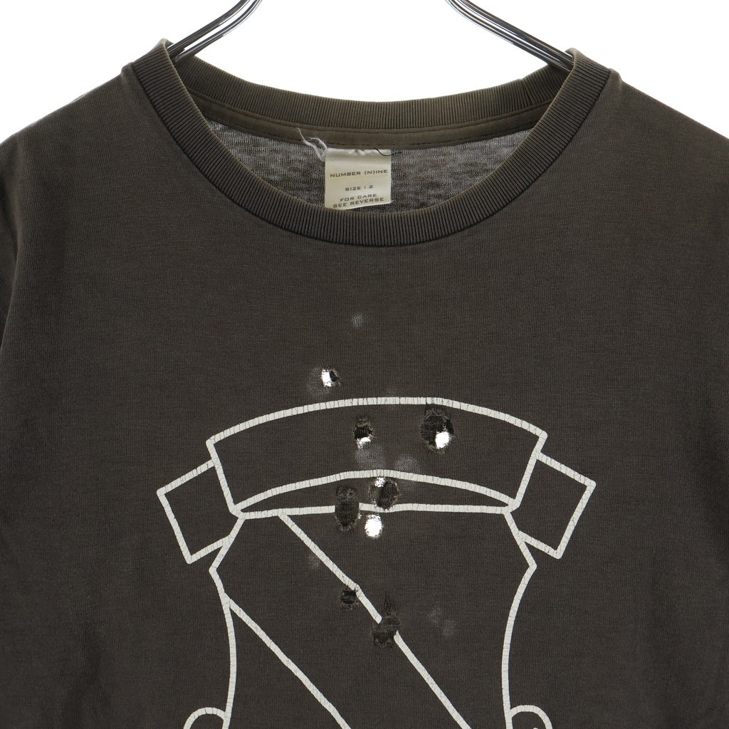 NUMBER (N)INE(ナンバーナイン) 01AW STANDARD期 EMBLEM TEE スタンダード期 エンブレム 半袖Tシャツ ブラウン