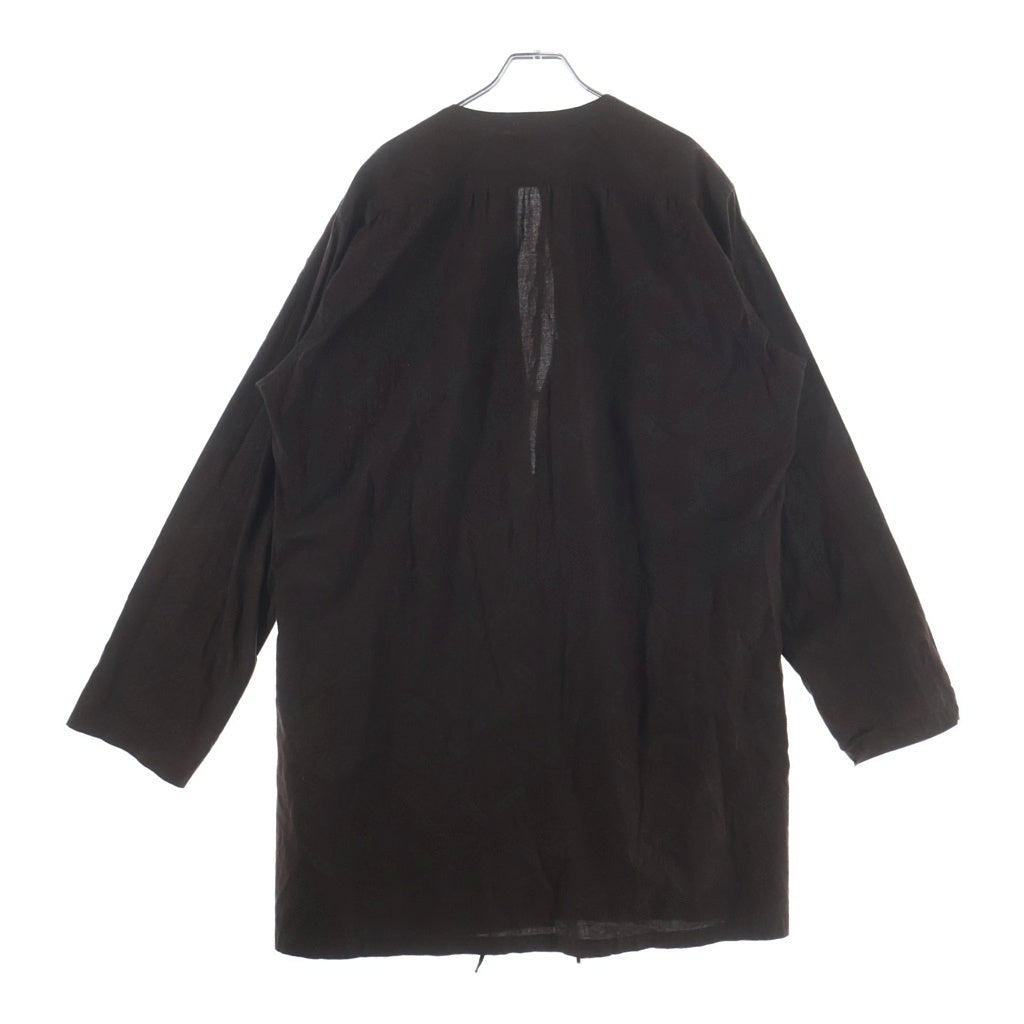 Yohji Yamamoto POUR HOMME(ヨウジヤマモト プールオム) ロング丈フリンジチャイナシャツ 長袖シャツ ブラウン HU-B18-021