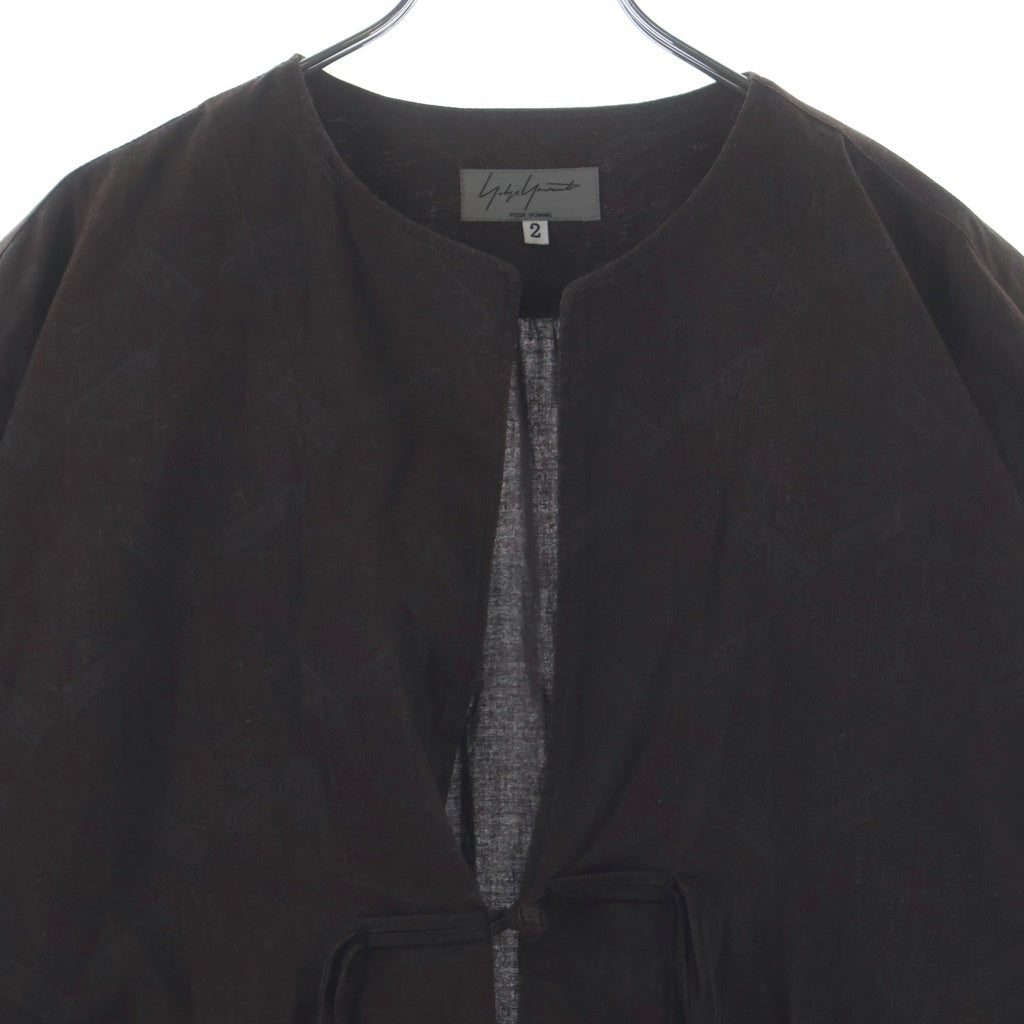 Yohji Yamamoto POUR HOMME(ヨウジヤマモト プールオム) ロング丈フリンジチャイナシャツ 長袖シャツ ブラウン HU-B18-021