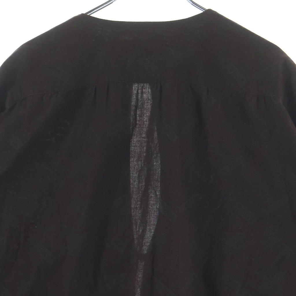 Yohji Yamamoto POUR HOMME(ヨウジヤマモト プールオム) ロング丈フリンジチャイナシャツ 長袖シャツ ブラウン HU-B18-021